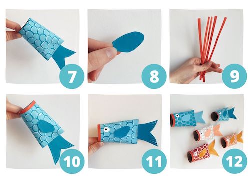 How To Make 3 Amazing Aquatic Animals With Toilet Paper Rolls koi 2